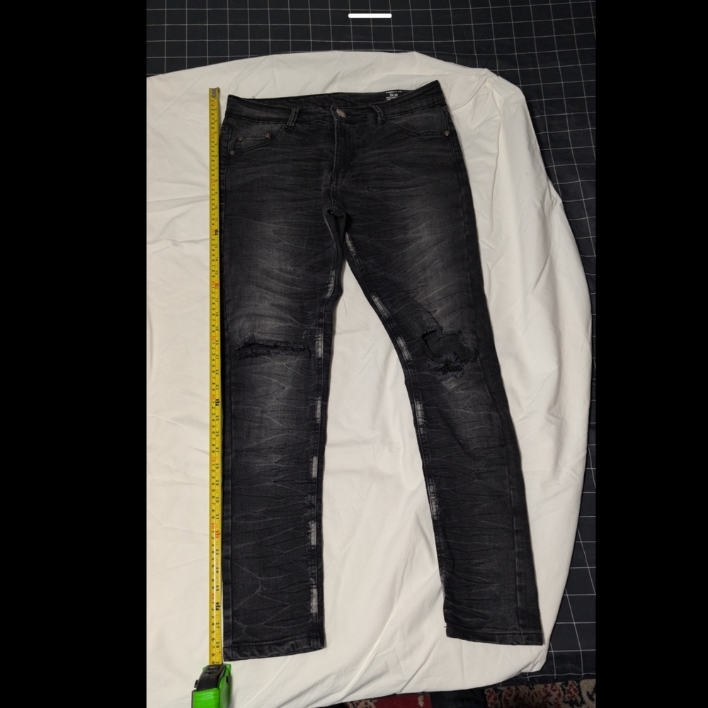 Men's Distressed Charcoal Skinny Jeans